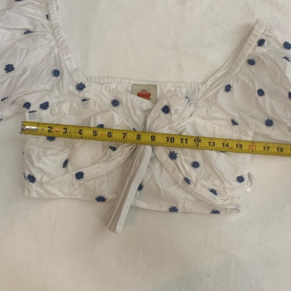 Farm Rio 100%Cotton Boohoo White and Blue Floral Long Sleeves Women's Top S M - Picture 11 of 14